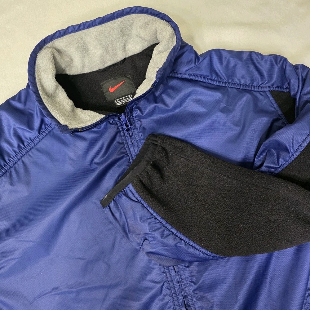 Vintage 90s Nike Mens Medium Blue Black Full Zip Fleece Lined Jacket Black Label